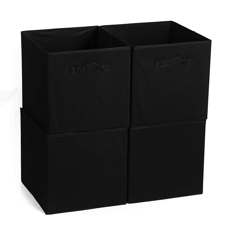 BBQ Future Foldable Cube Storage Bin Collapsible Box Cloth Basket Bins Black Organizer - Great for Nursery, Playroom, Closet, Home Organization (4 PCS, 13x15x13) - Image 1